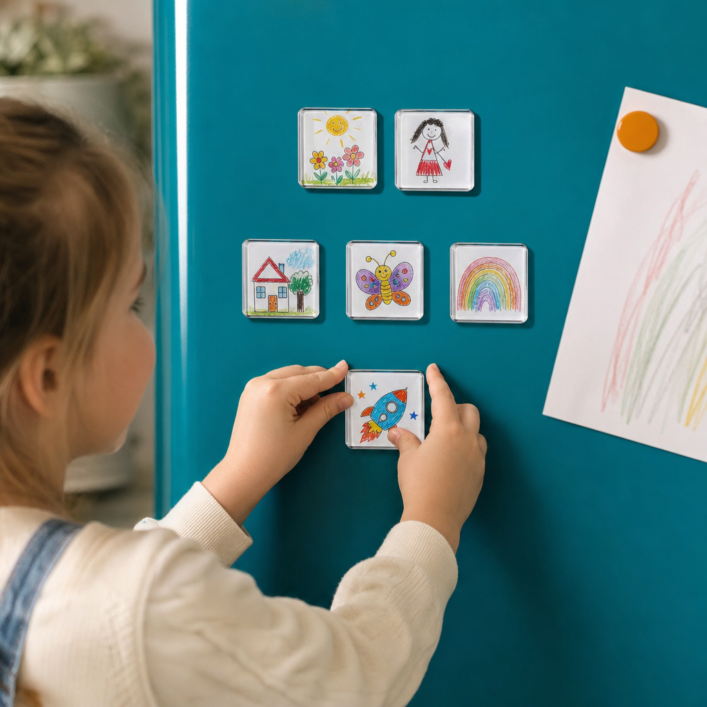 Klare magnetische Acryl-Fotorahmen mit selbstklebender Rückseite 5er Set