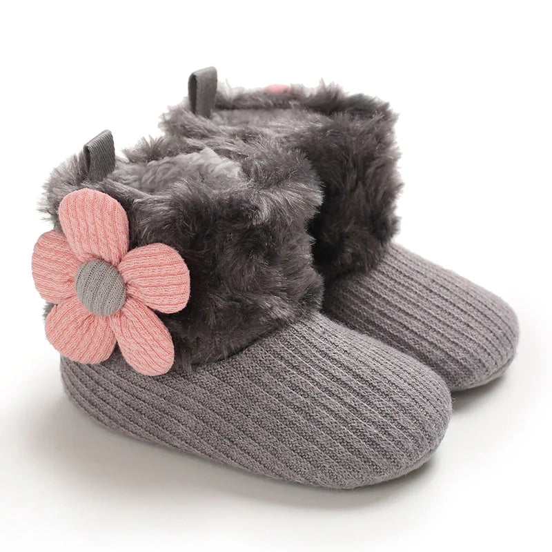 Warme Baby-Winterstiefel – Weiche, gefütterte Hausschuhe mit rutschfester Sohle