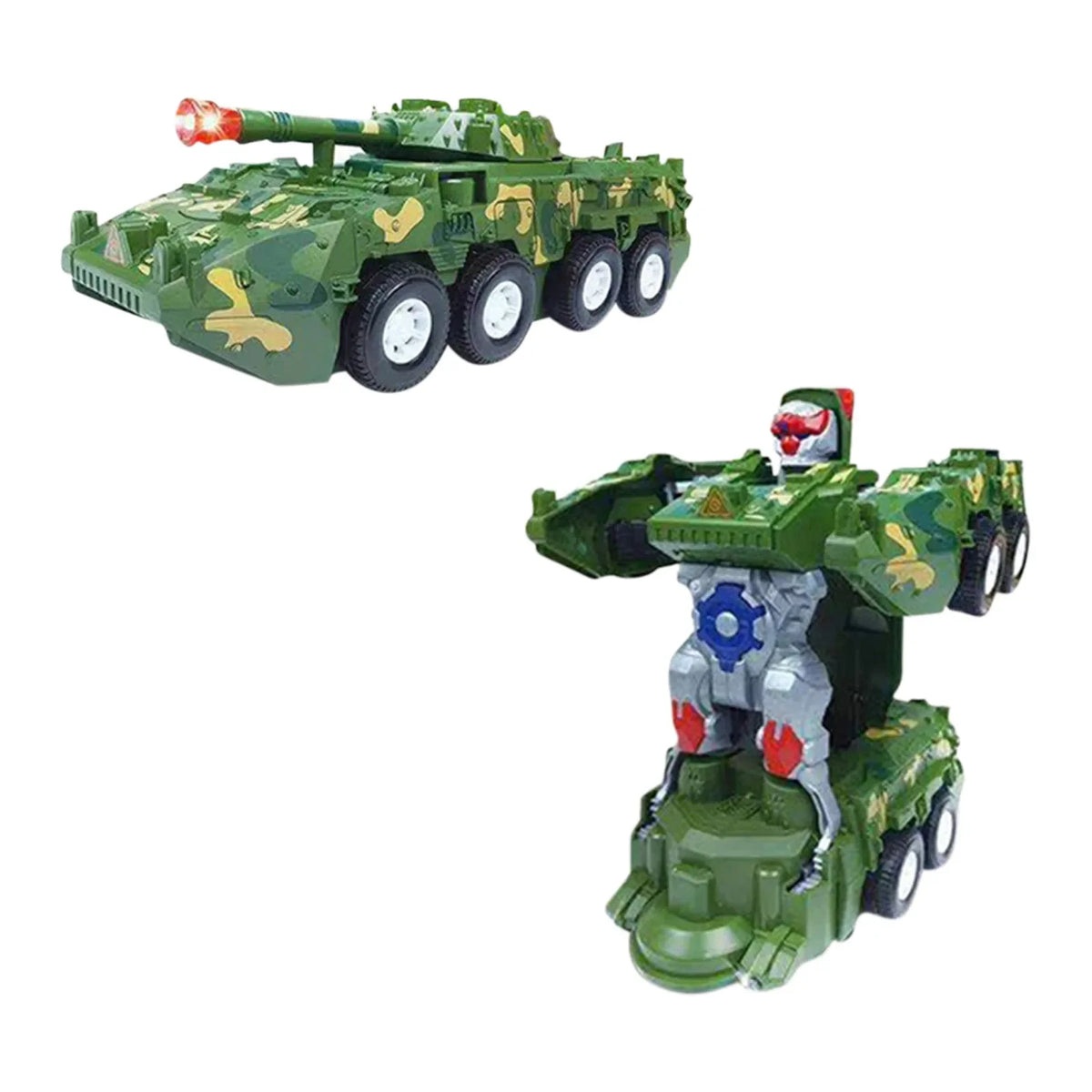 Transformierbares Spielzeugauto mit Lichtern und Musik – Militär-Tank für Kinder