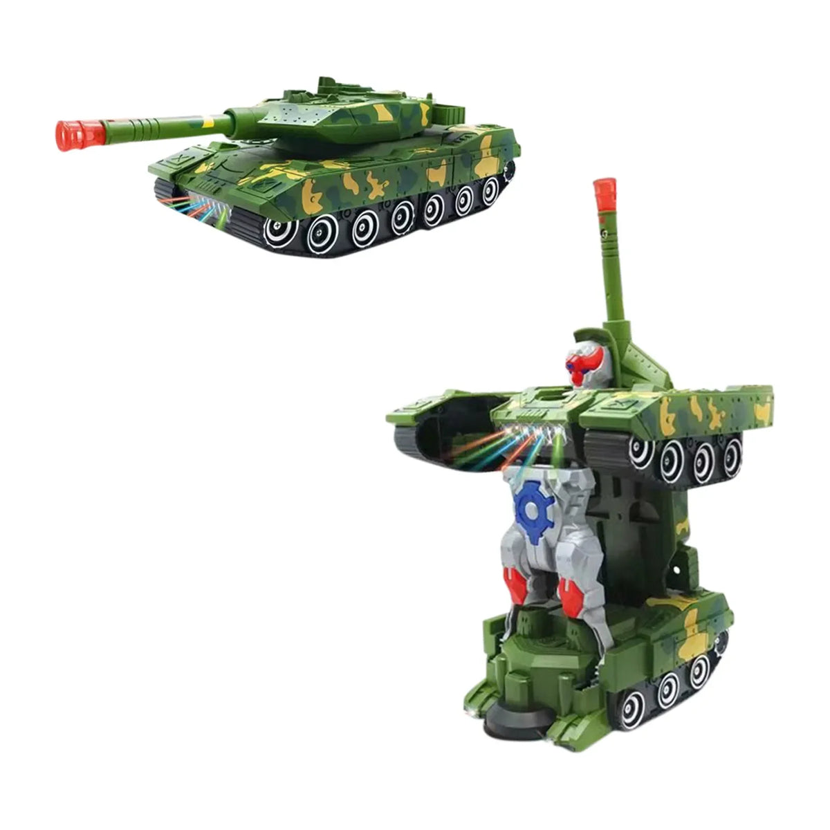 Transformierbares Spielzeugauto mit Lichtern und Musik – Militär-Tank für Kinder