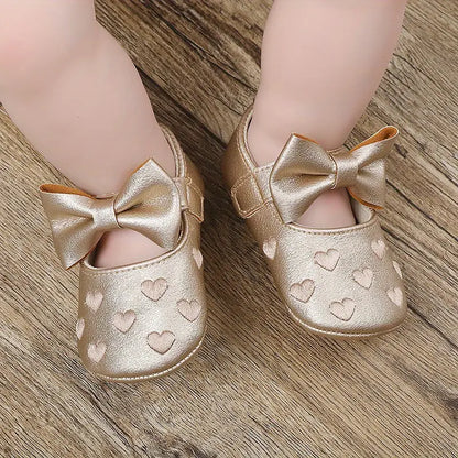 Anti-Rutsch Baby Schuhe – Weiche Krabbelschuhe mit Schleife für Mädchen