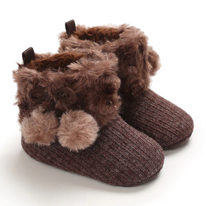 Warme Baby-Winterstiefel – Weiche, gefütterte Hausschuhe mit rutschfester Sohle