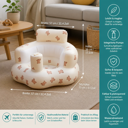 Aufblasbarer Baby-Bodensitz mit integrierter Pumpe – Tragbar & faltbar
