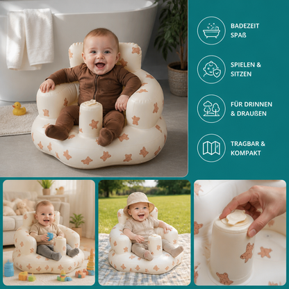 Aufblasbarer Baby-Bodensitz mit integrierter Pumpe – Tragbar & faltbar