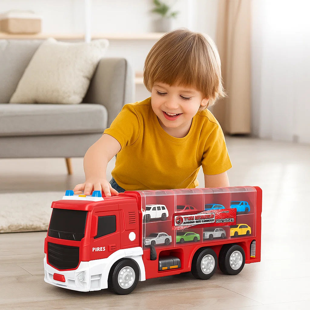 2in1 Tranformierender Autotruck und Rennstrecke mit Autos