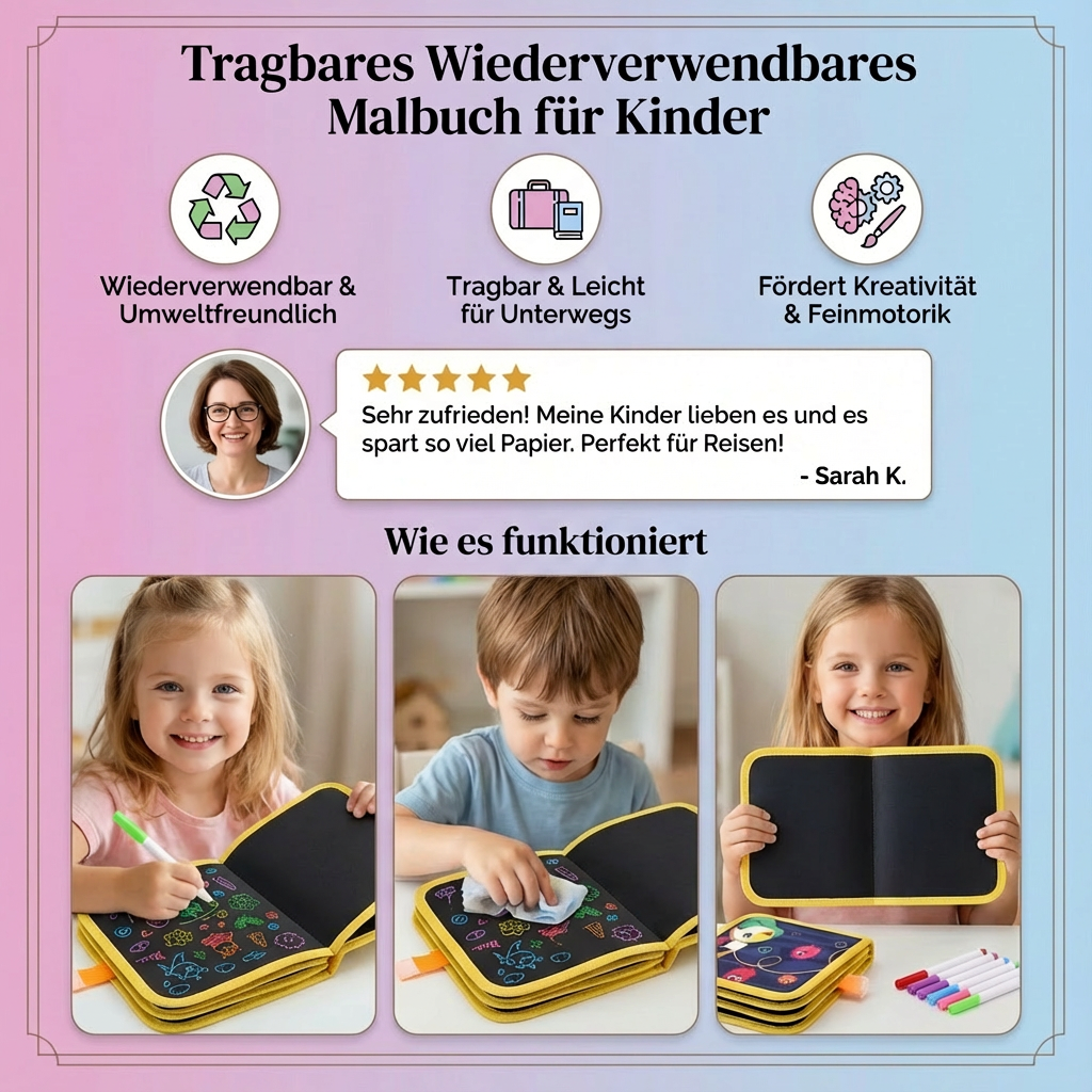 Tragbares Wiederverwendbares Malbuch für Kinder