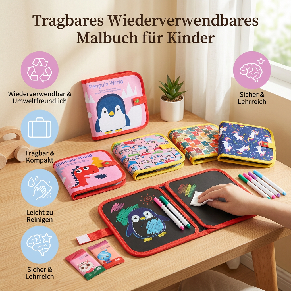 Tragbares Wiederverwendbares Malbuch für Kinder