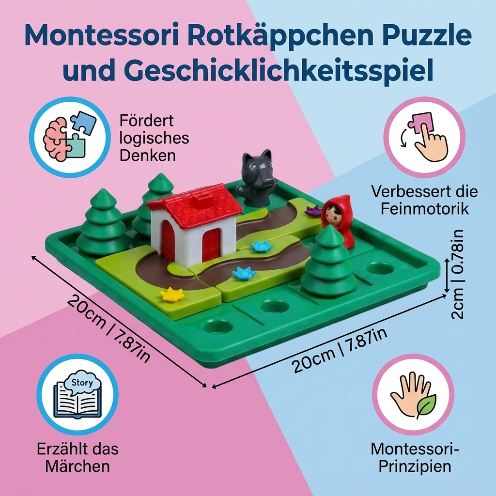 Montessori Rotkäpchen Puzzle und Geschicklichkeitsspiel