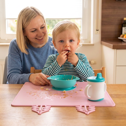 BabySafe praktische & hygienische Silikon-Babytischmatte mit erhöhtem Rand