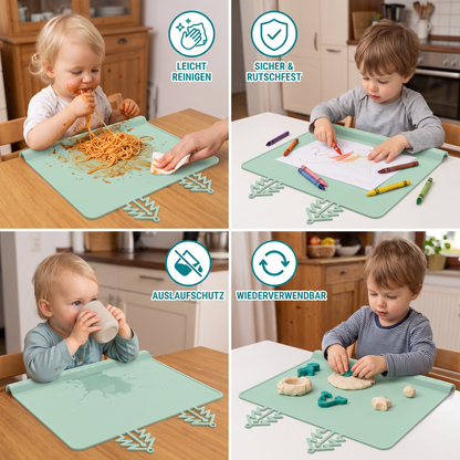 BabySafe praktische & hygienische Silikon-Babytischmatte mit erhöhtem Rand