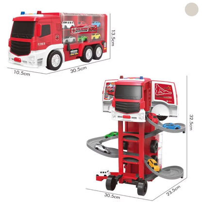 2in1 Tranformierender Autotruck und Rennstrecke mit Autos