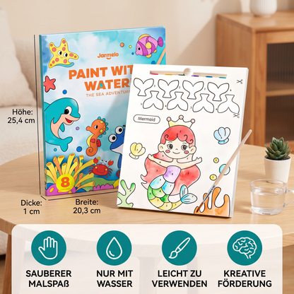 Aquarell-Malbuch mit Pinsel – Sauberer Malspaß nur mit Wasser