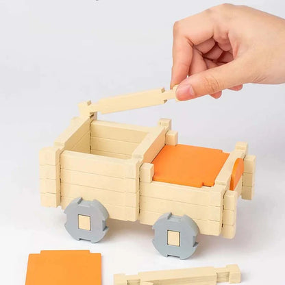 Montessori Holz-Baustein Set – Natürliches Stapel- und Konstruktionsspielzeug