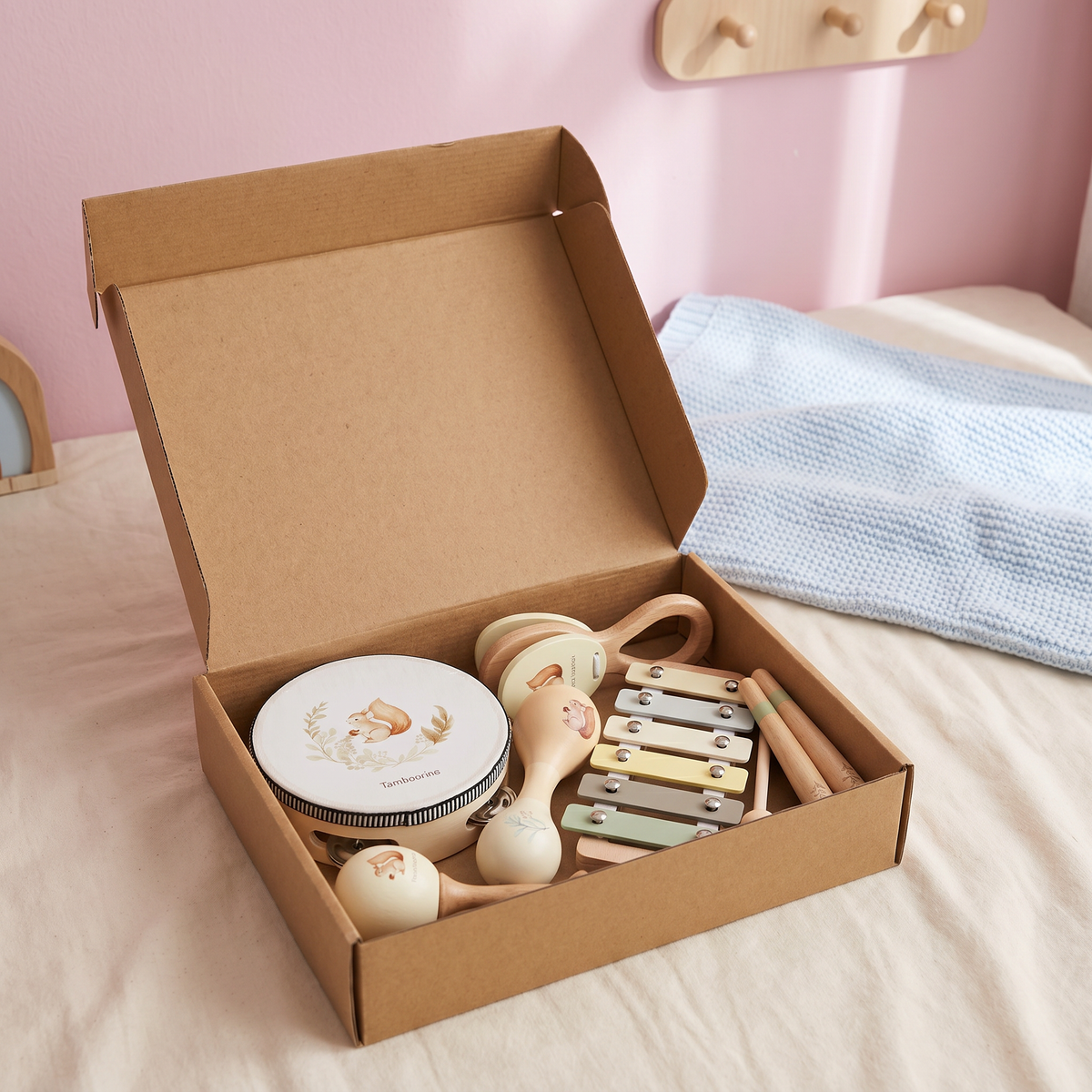 Montessori Holz-Musikinstrumente Set für Babys - Sensorisches & Musikalisches Lernspielzeug